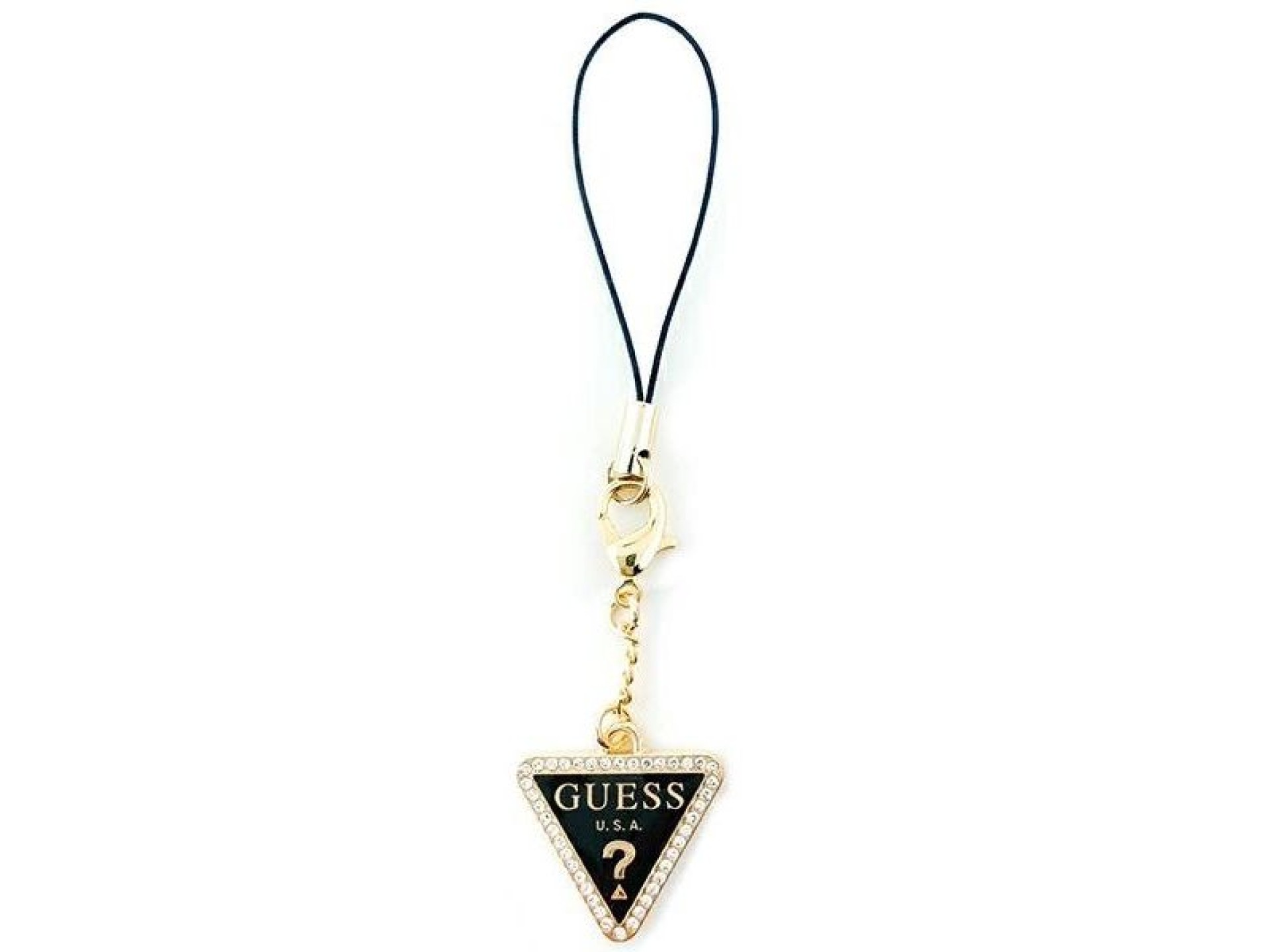 Pingente para capa de celular Guess GUCPMTDCK, pingente triangular com diamante e strass.
