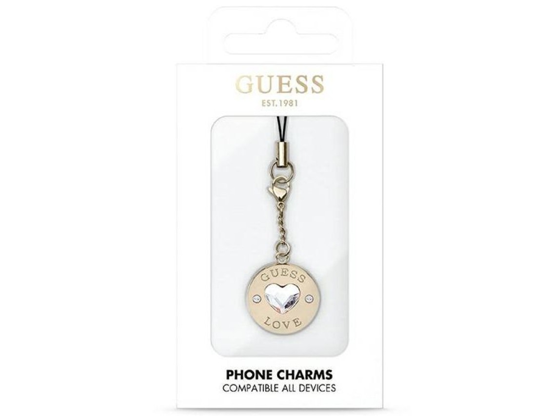 Capa para celular Guess GUCPMHGLD com pingente de coração e diamante com strass