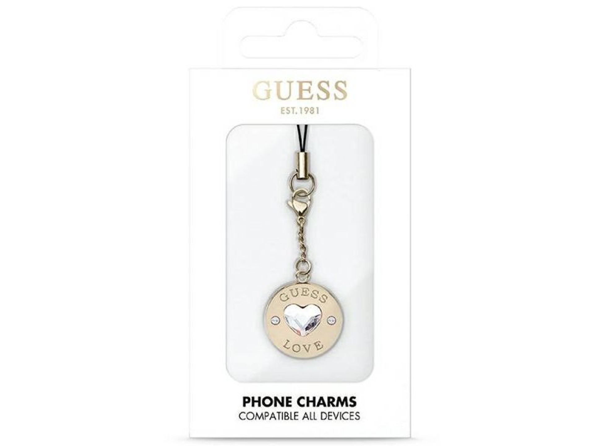 Capa para celular Guess GUCPMHGLD com pingente de coração e diamante com strass