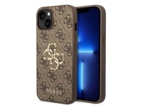 Capa r�gida marrom/marrom Guess GUHCP15S4GMGBR para iPhone 15 de 6,1 polegadas com logo grande em me