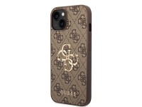 Capa r�gida marrom/marrom Guess GUHCP15S4GMGBR para iPhone 15 de 6,1 polegadas com logo grande em me