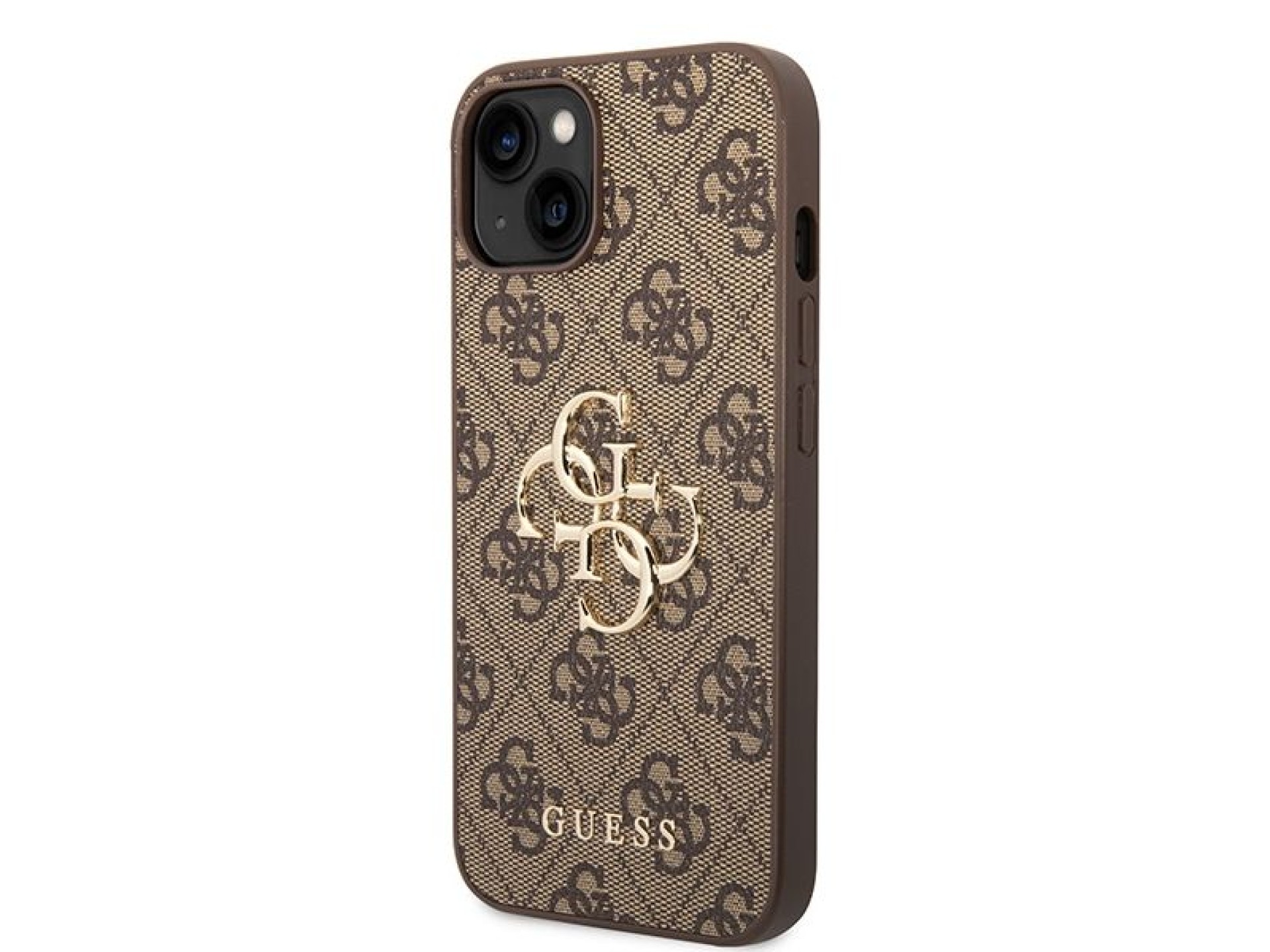 Capa rígida marrom/marrom Guess GUHCP15S4GMGBR para iPhone 15 de 6,1 polegadas com logo grande em me