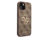 Capa r�gida marrom/marrom Guess GUHCP15S4GMGBR para iPhone 15 de 6,1 polegadas com logo grande em me