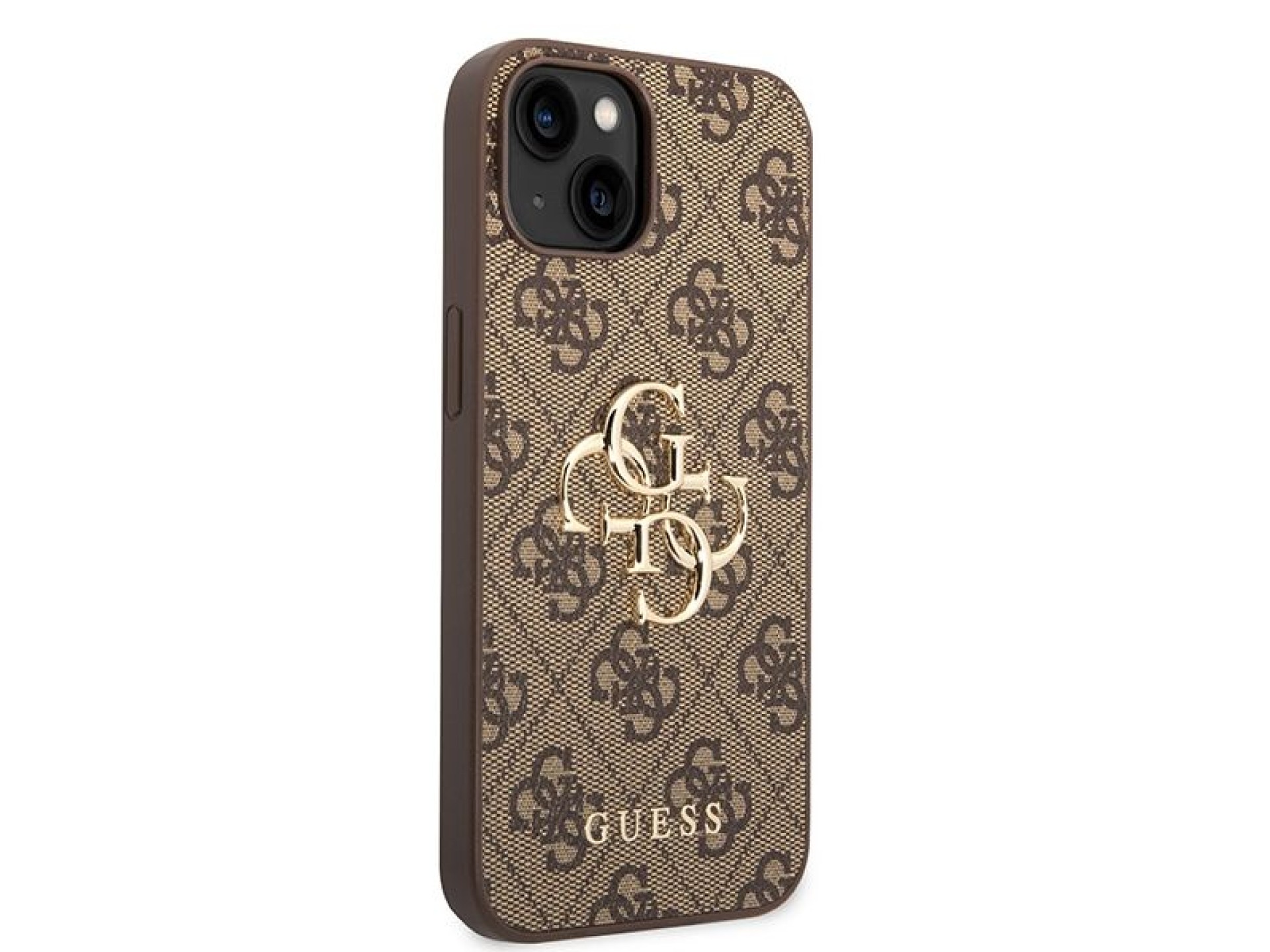 Capa rígida marrom/marrom Guess GUHCP15S4GMGBR para iPhone 15 de 6,1 polegadas com logo grande em me