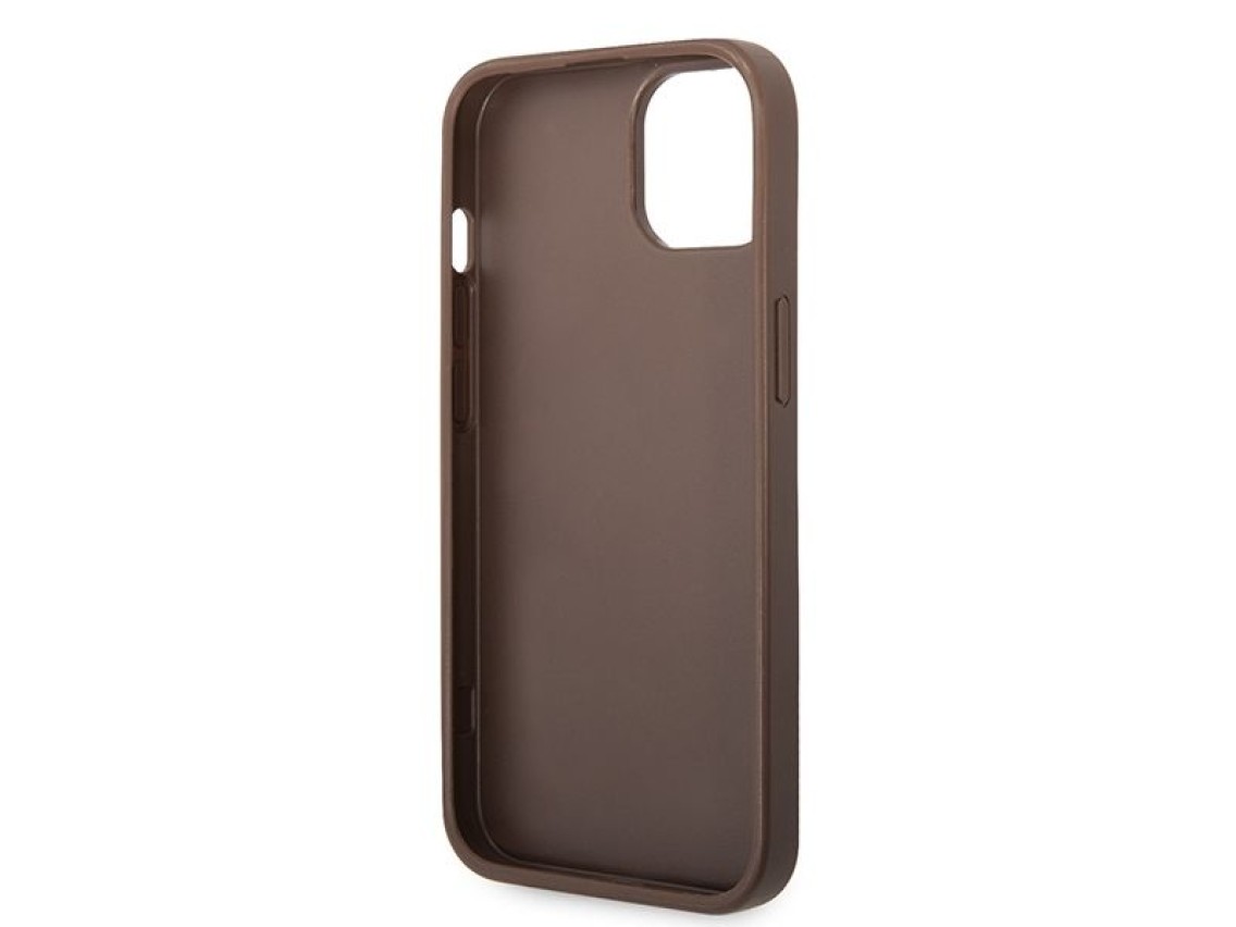 Capa r�gida marrom/marrom Guess GUHCP15S4GMGBR para iPhone 15 de 6,1 polegadas com logo grande em me