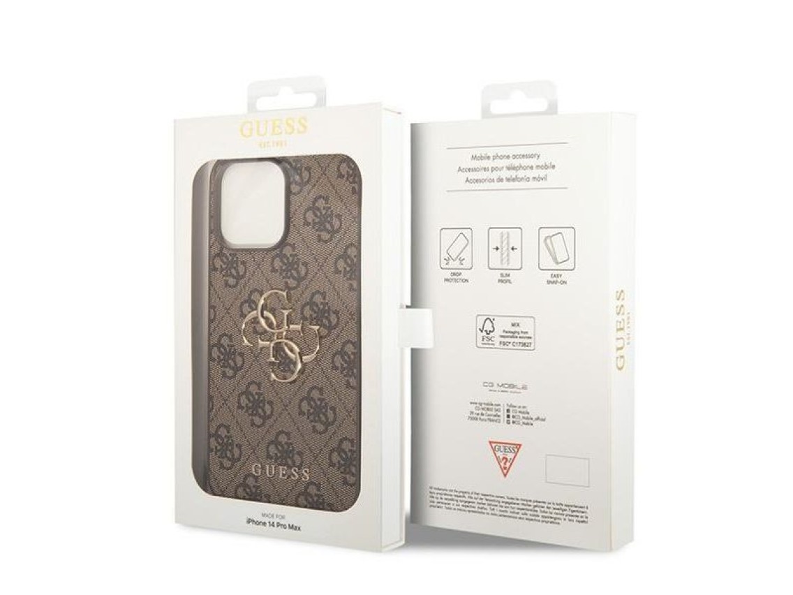 Guess GUHCP15X4GMGBR iPhone 15 Pro Max 6.7" brown/brown hardcase 4G Big Metal Logo