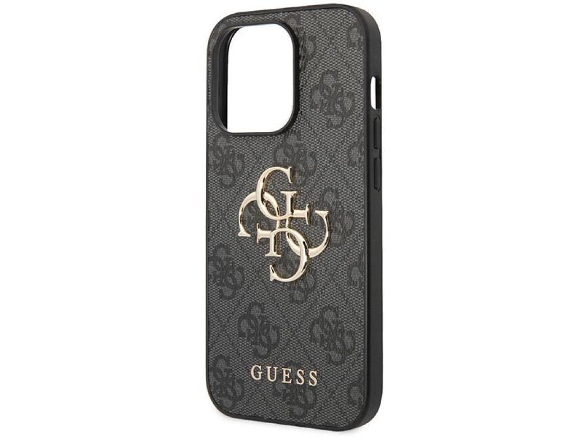 Capa rígida Guess GUHCP15L4GMGGR para iPhone 15 Pro 6.1" cinza/cinza 4G com logotipo grande em metal