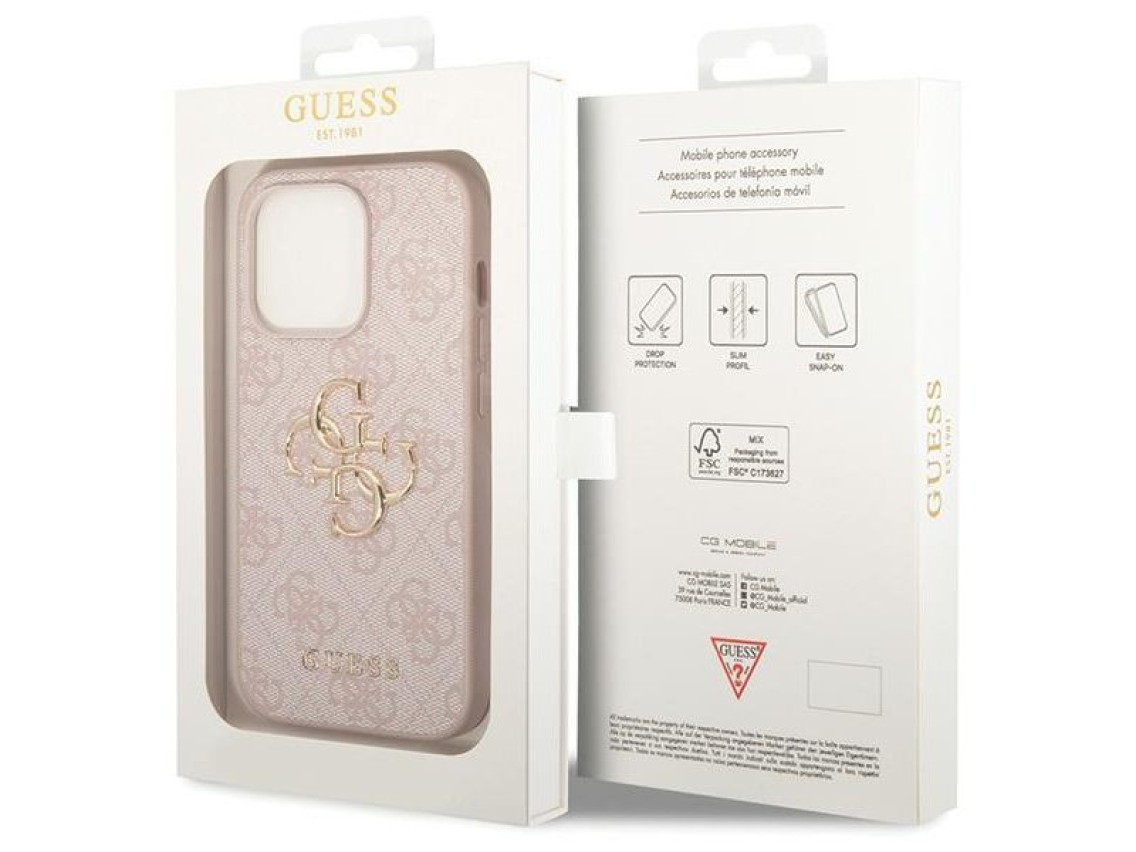 Guess 4G Big Metal Logo case for iPhone 15 Pro - pink