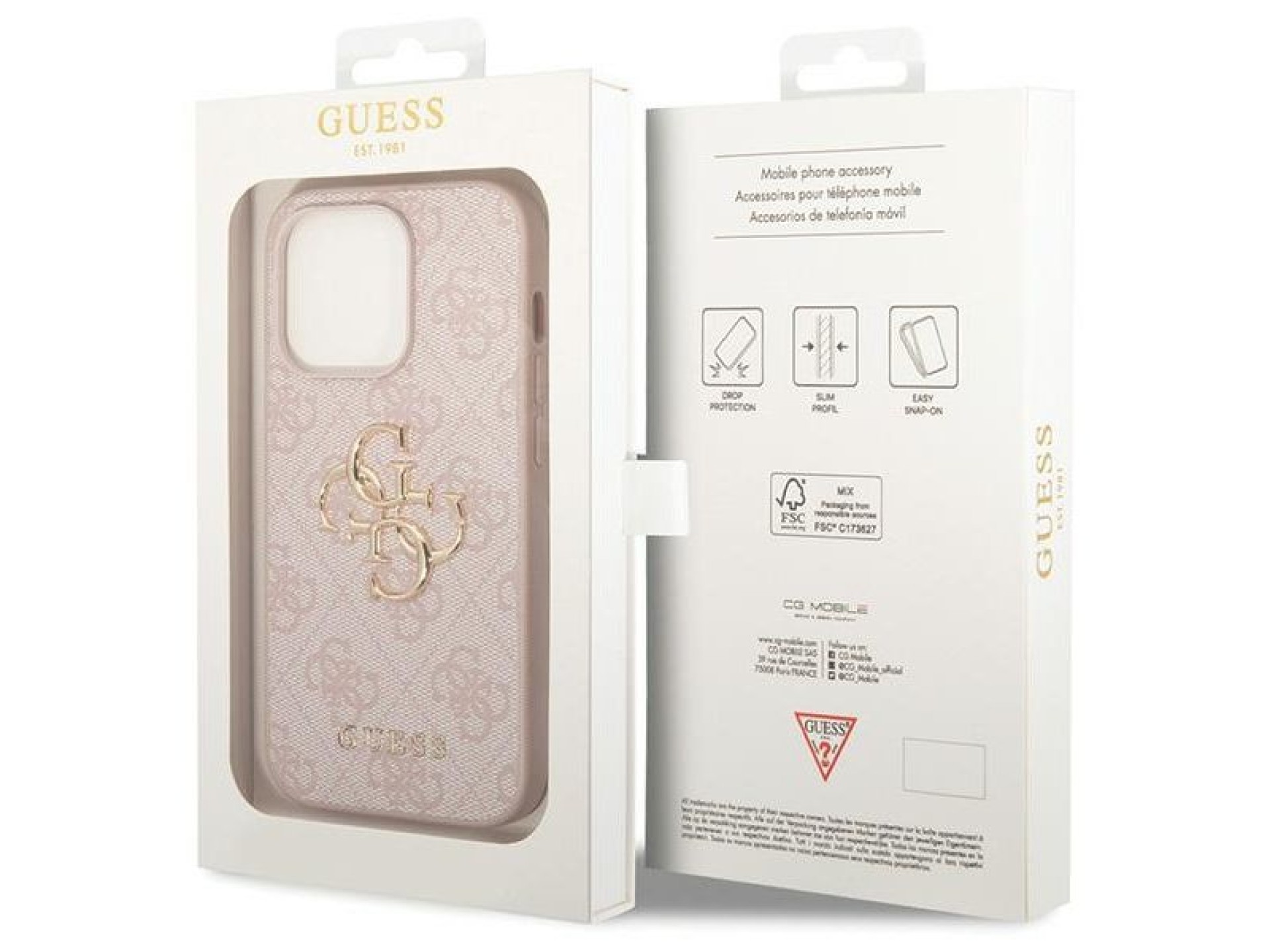 Guess 4G Big Metal Logo case for iPhone 15 Pro - pink