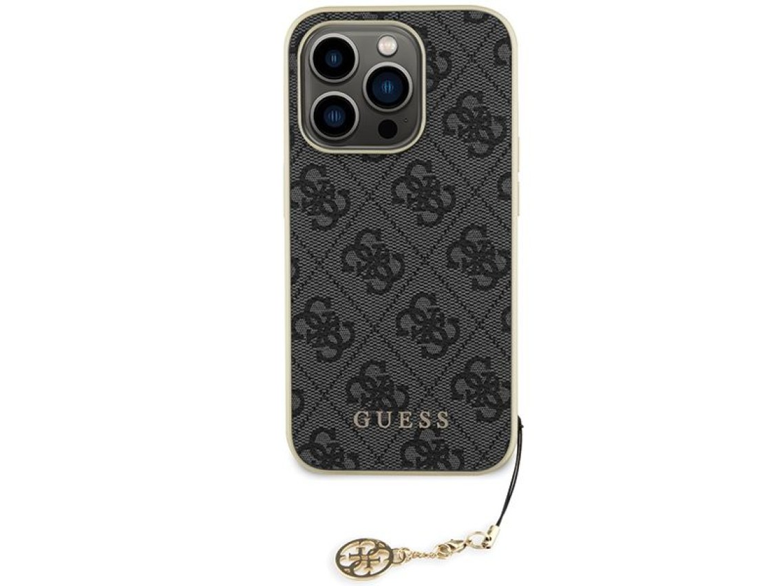 Guess GUHCP15LGF4GGR iPhone 15 Pro 6.1" capa rígida cinza/cinza Coleção 4G Charms