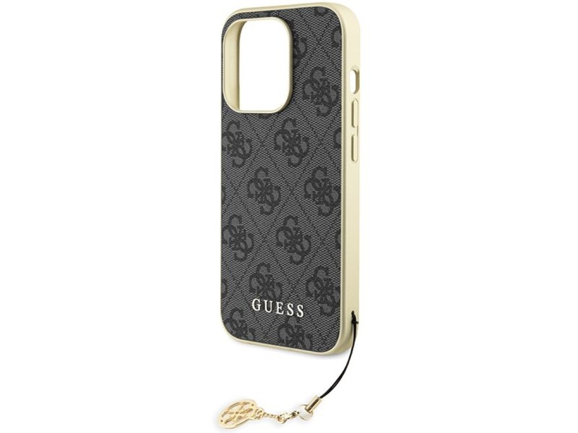 Guess GUHCP15LGF4GGR iPhone 15 Pro 6.1" capa rígida cinza/cinza Coleção 4G Charms