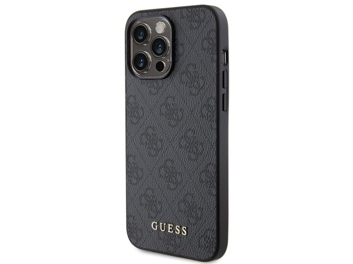 Guess 4G Metal Gold Logo iPhone 15 Pro Max Case - Gray