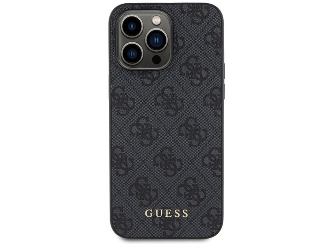 Guess 4G Metal Gold Logo iPhone 15 Pro Max Case - Gray