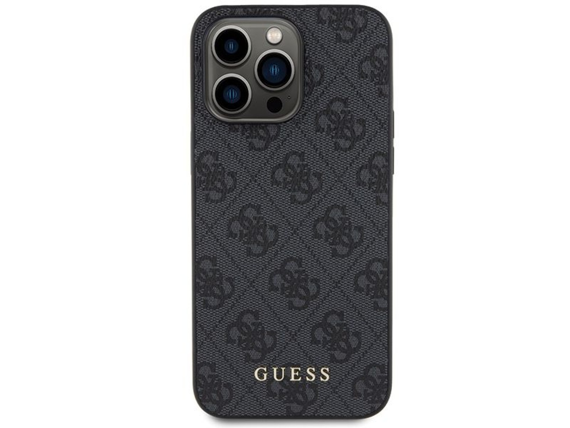 Guess 4G Metal Gold Logo iPhone 15 Pro Max Case - Gray