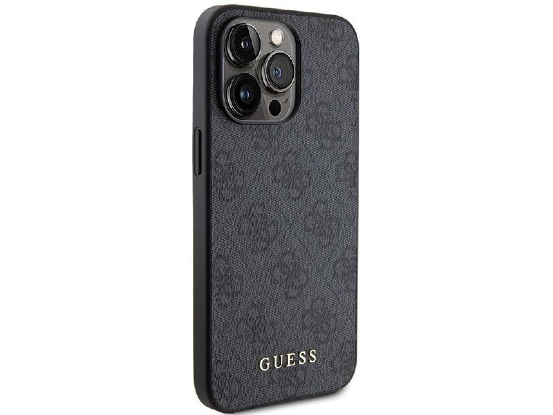 Guess 4G Metal Gold Logo iPhone 15 Pro Max Case - Gray