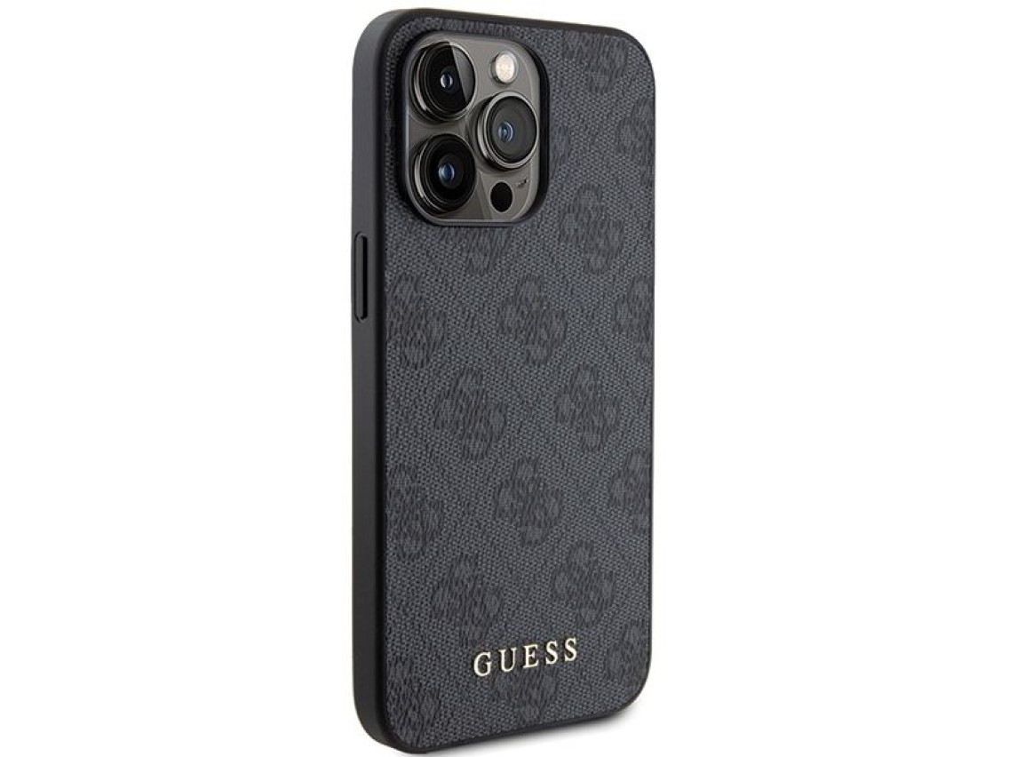 Guess 4G Metal Gold Logo iPhone 15 Pro Max Case - Gray