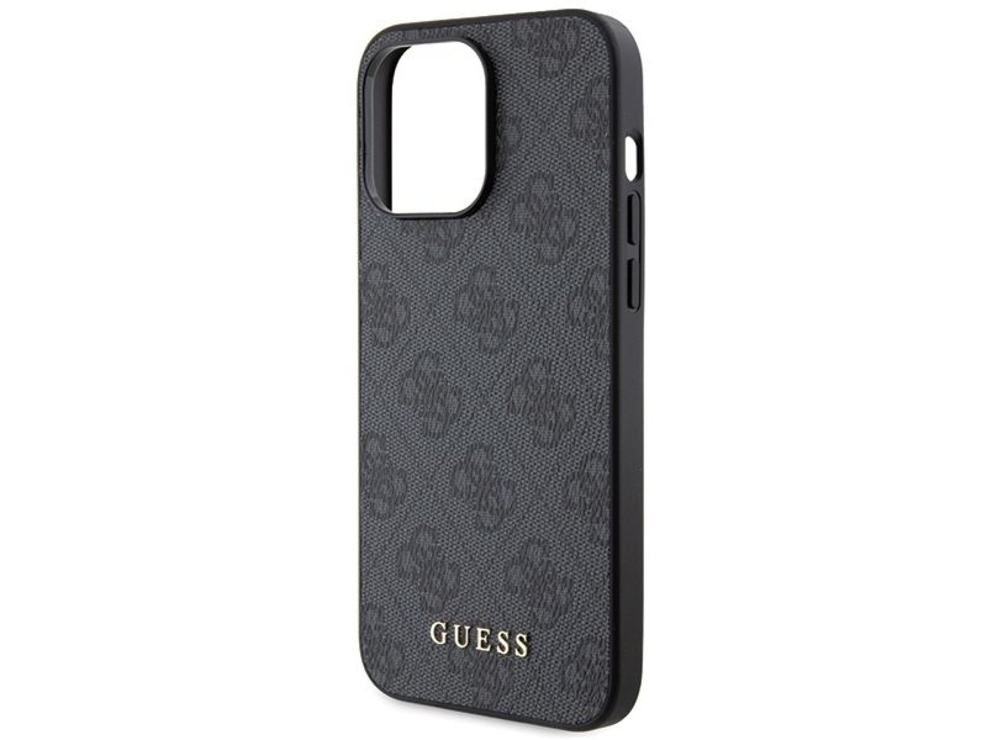 Guess 4G Metal Gold Logo iPhone 15 Pro Max Case - Gray