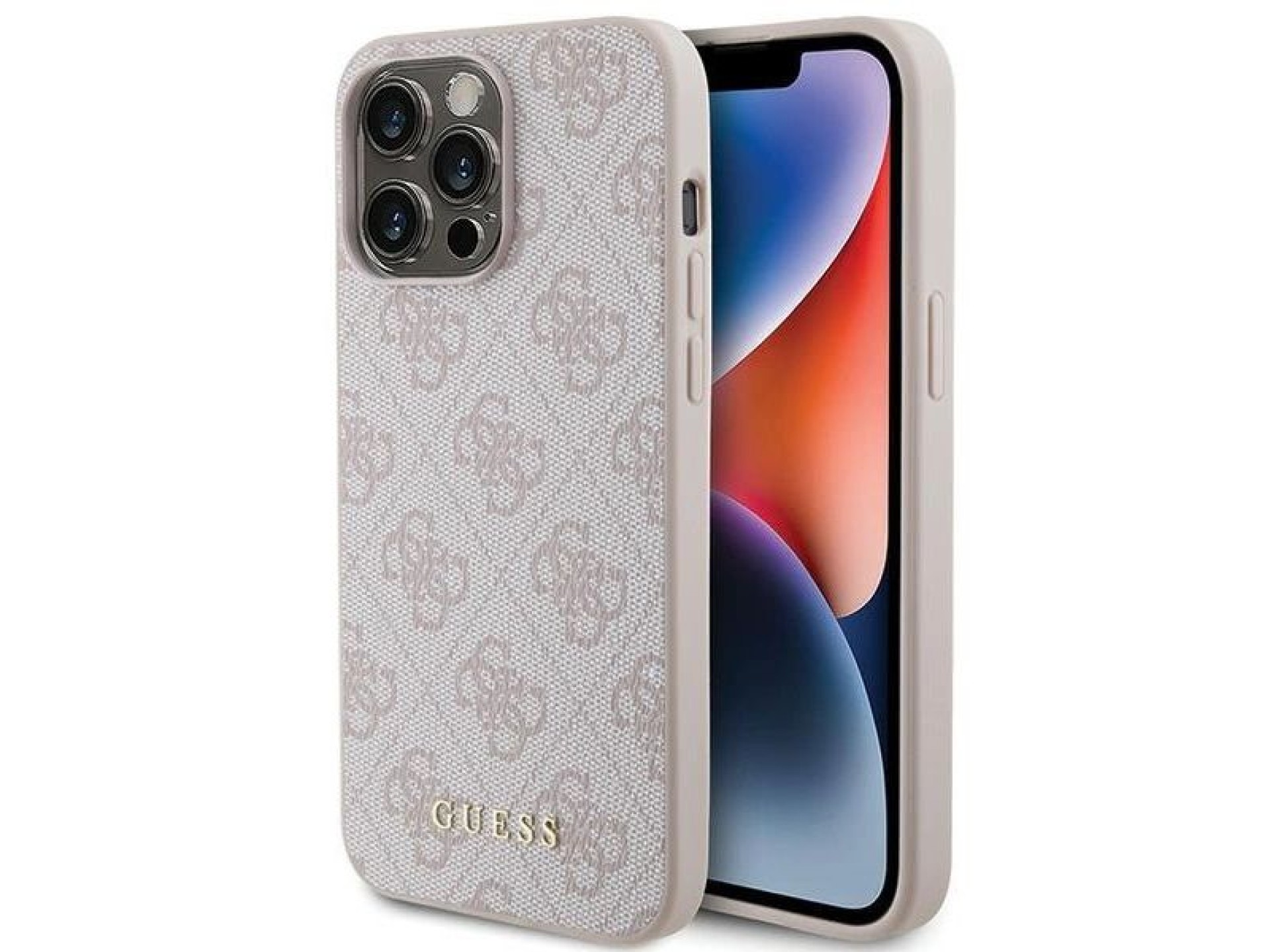 Capa Guess 4G Metal com Logo Dourado para iPhone 15 Pro Max - rosa
