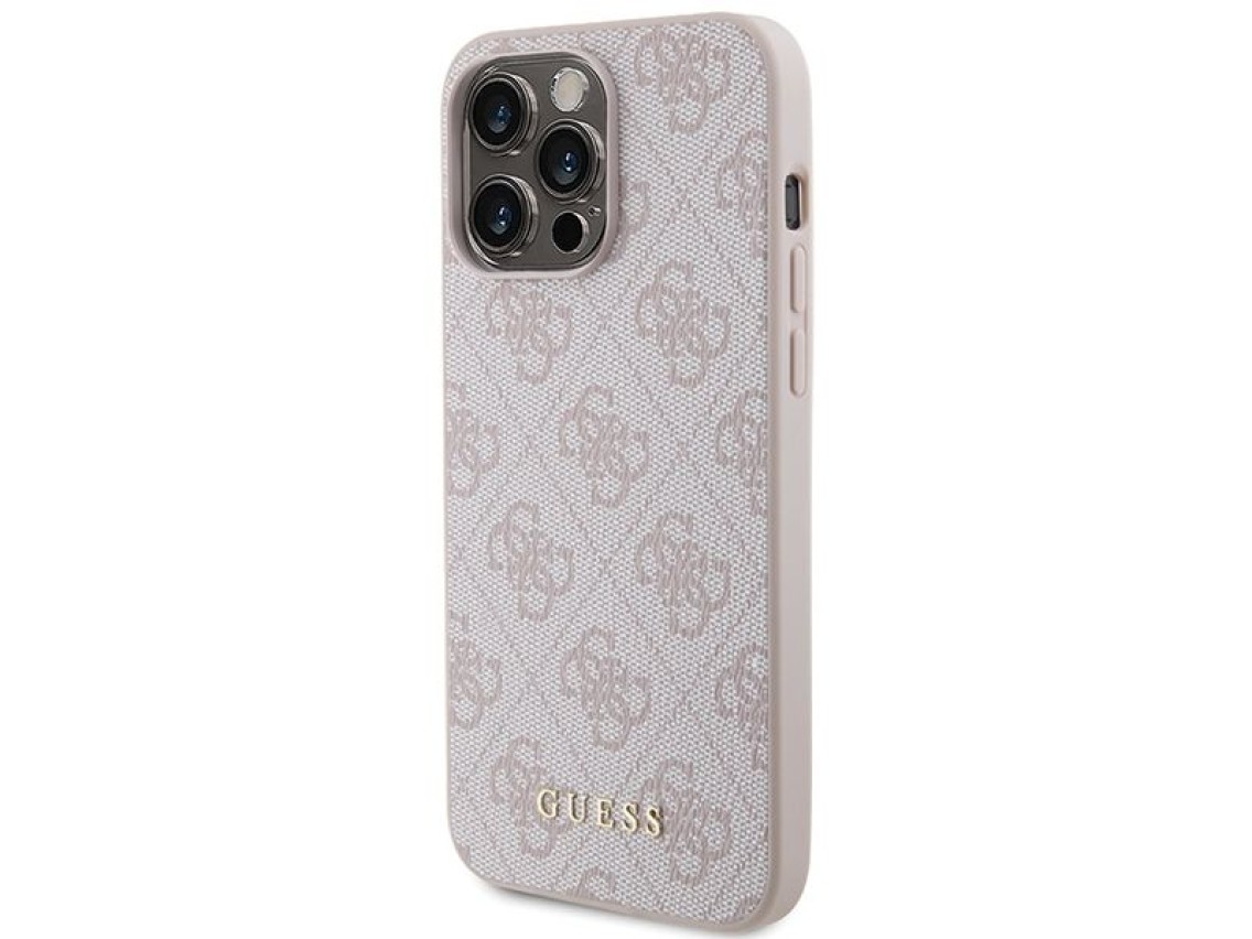 Capa Guess 4G Metal com Logo Dourado para iPhone 15 Pro Max - rosa