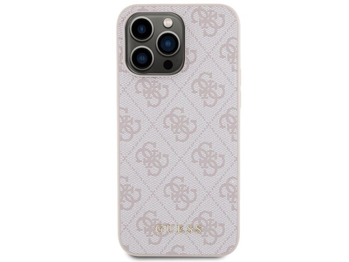 Capa Guess 4G Metal com Logo Dourado para iPhone 15 Pro Max - rosa