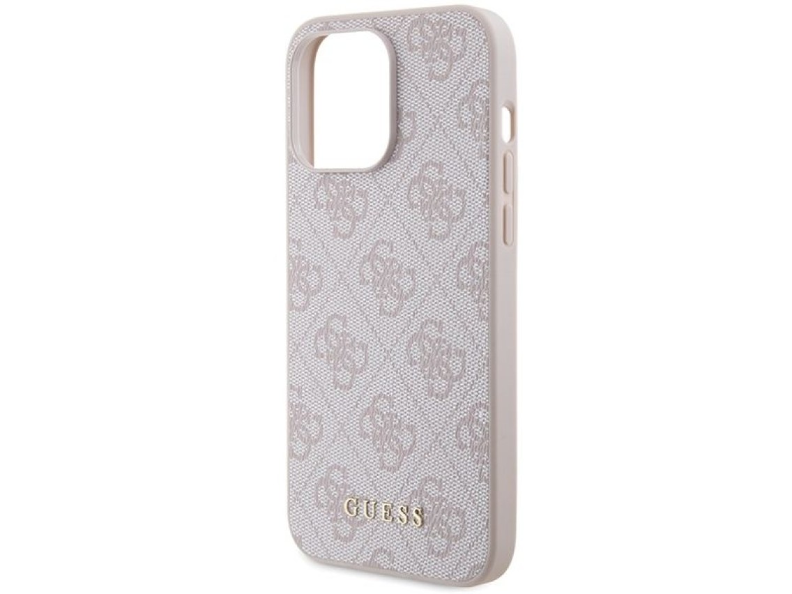 Capa Guess 4G Metal com Logo Dourado para iPhone 15 Pro Max - rosa