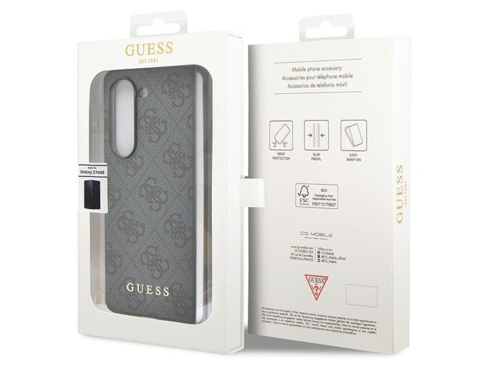 Guess GUHCZFD5GF4GGR F946 Z Fold5 gray/gray hardcase 4G Charms Collection