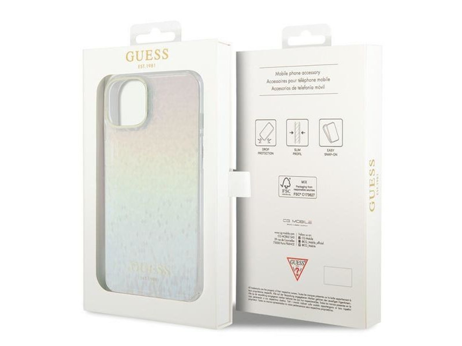 Funda Guess IML Faceted Mirror Disco Iridescent para iPhone 15 - multicolor