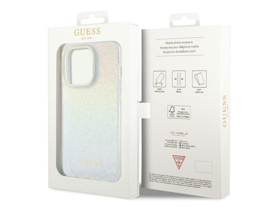 Guess IML Faceted Mirror Disco Iridescent case for iPhone 15 Pro - multicolored