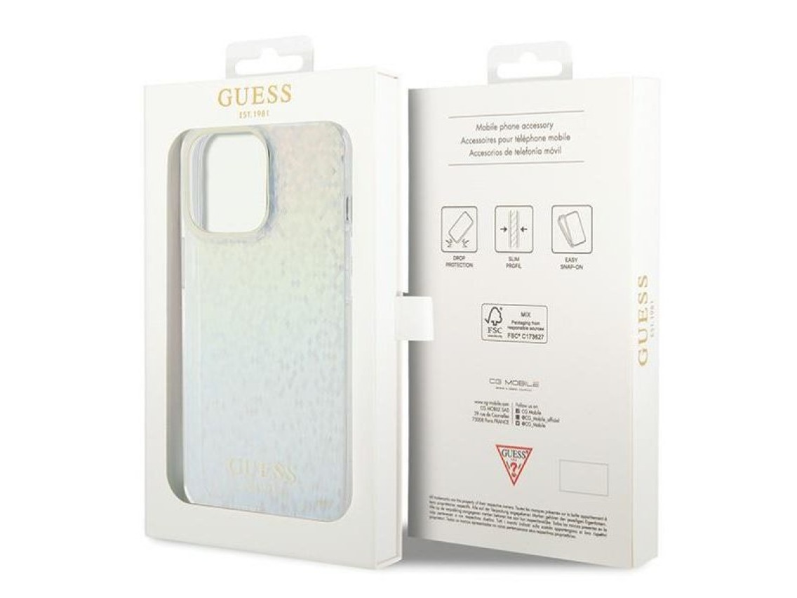 Guess IML Faceted Mirror Disco Iridescent case for iPhone 15 Pro Max - multicolored