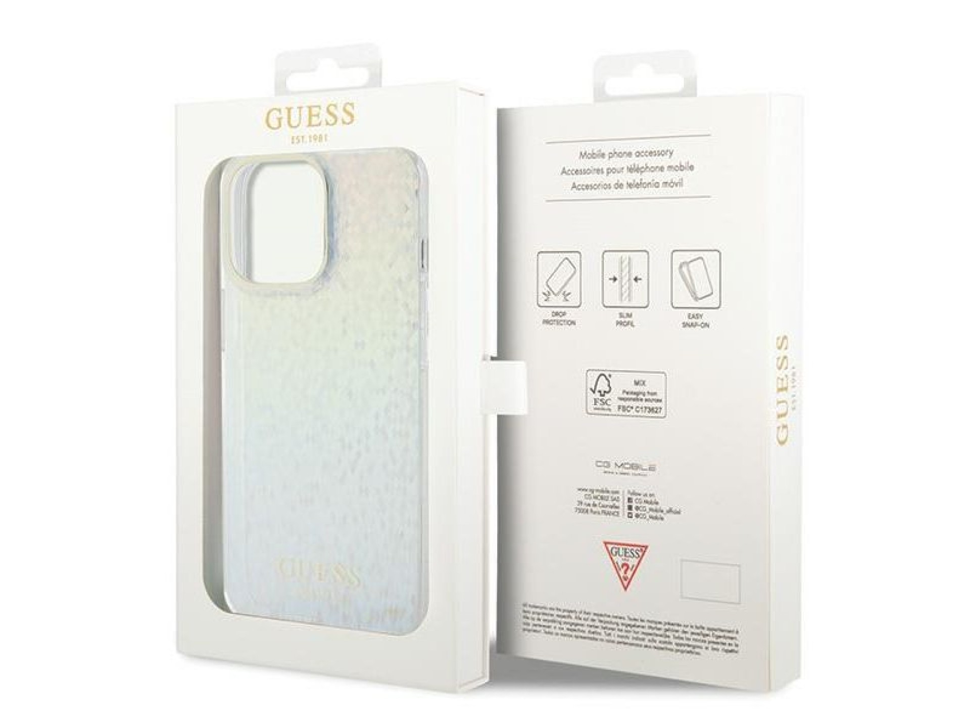 Guess IML Faceted Mirror Disco Iridescent case for iPhone 15 Pro Max - multicolored