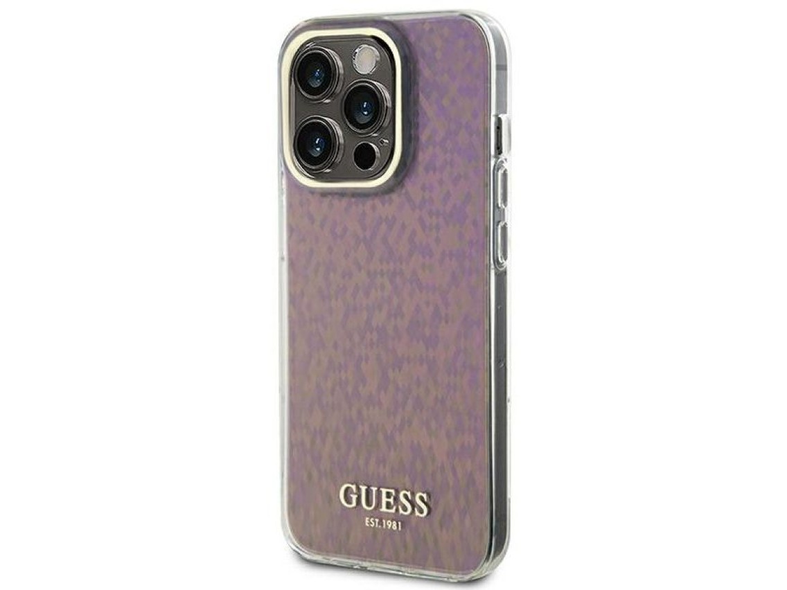 Guess GUHCP15XHDECMP iPhone 15 Pro Max 6.7" pink/pink hardcase IML Faceted Mirror Disco Iridescent