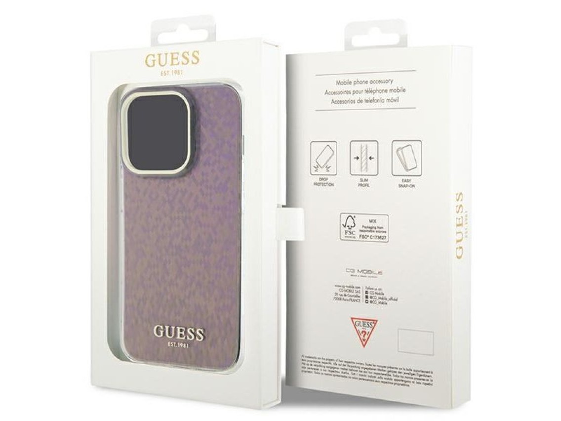 Guess GUHCP15XHDECMP iPhone 15 Pro Max 6.7" pink/pink hardcase IML Faceted Mirror Disco Iridescent