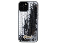 Funda metálica Guess Sequin Script para iPhone 15 - plateada Funda metálica Guess Sequin Script para iPhone 15 - plateada