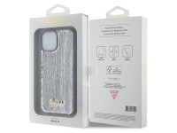 Funda metálica Guess Sequin Script para iPhone 15 - plateada Funda metálica Guess Sequin Script para iPhone 15 - plateada