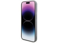 Capa met�lica Guess com lantejoulas e escrita para iPhone 15 Pro - prata