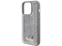 Capa met�lica Guess com lantejoulas e escrita para iPhone 15 Pro - prata