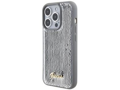 Guess Sequin Script Metal case for iPhone 15 Pro Max - silver Guess Sequin Script Metal case for iPhone 15 Pro Max - silver