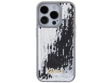 Guess Sequin Script Metal case for iPhone 15 Pro Max - silver Guess Sequin Script Metal case for iPhone 15 Pro Max - silver