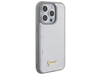 Guess Sequin Script Metal case for iPhone 15 Pro Max - silver Guess Sequin Script Metal case for iPhone 15 Pro Max - silver