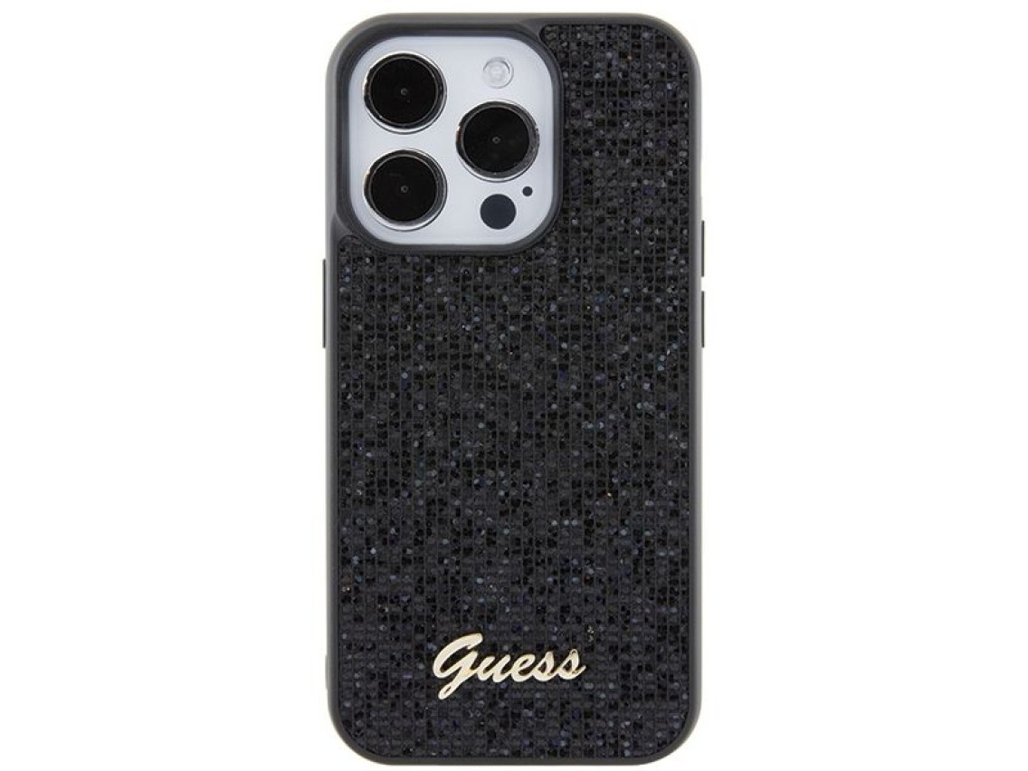Funda Guess Disco Metal Script para iPhone 15 Pro - negra