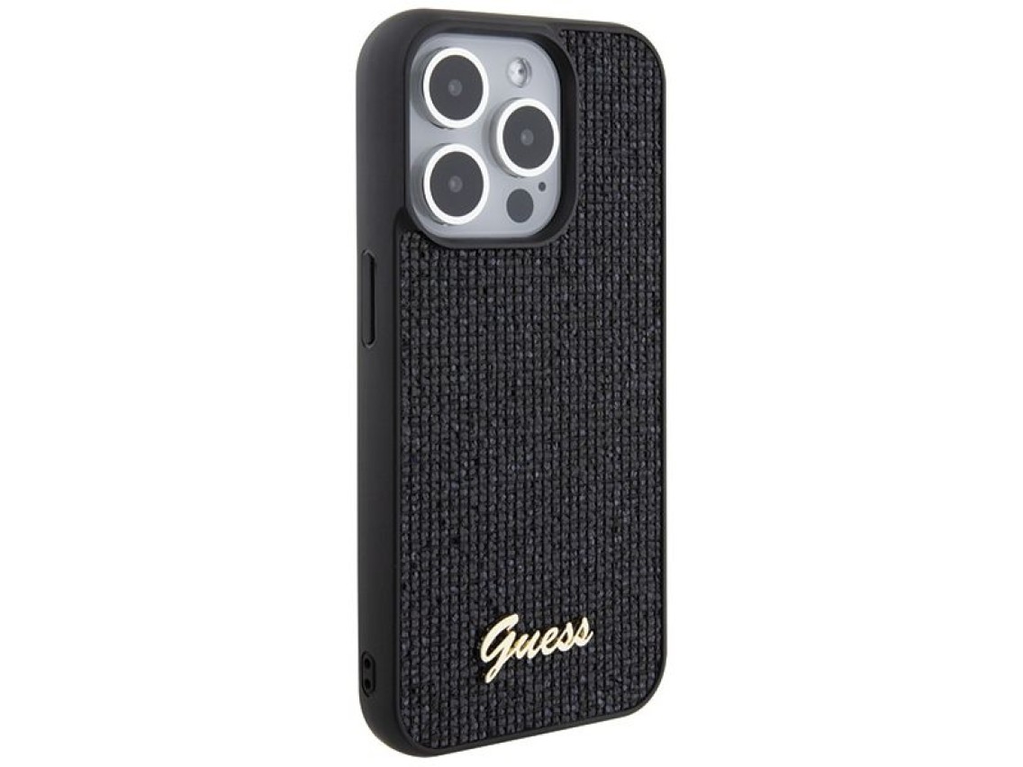 Funda Guess Disco Metal Script para iPhone 15 Pro - negra