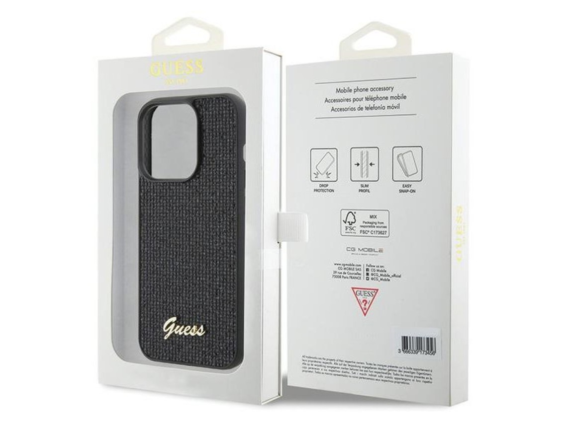 Funda Guess Disco Metal Script para iPhone 15 Pro - negra
