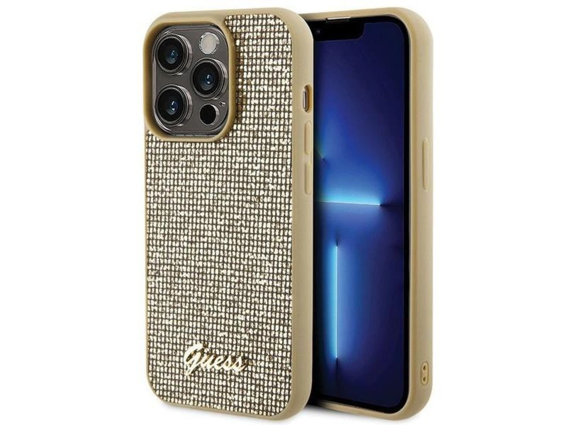 Guess Disco Metal Script case for iPhone 15 Pro - gold