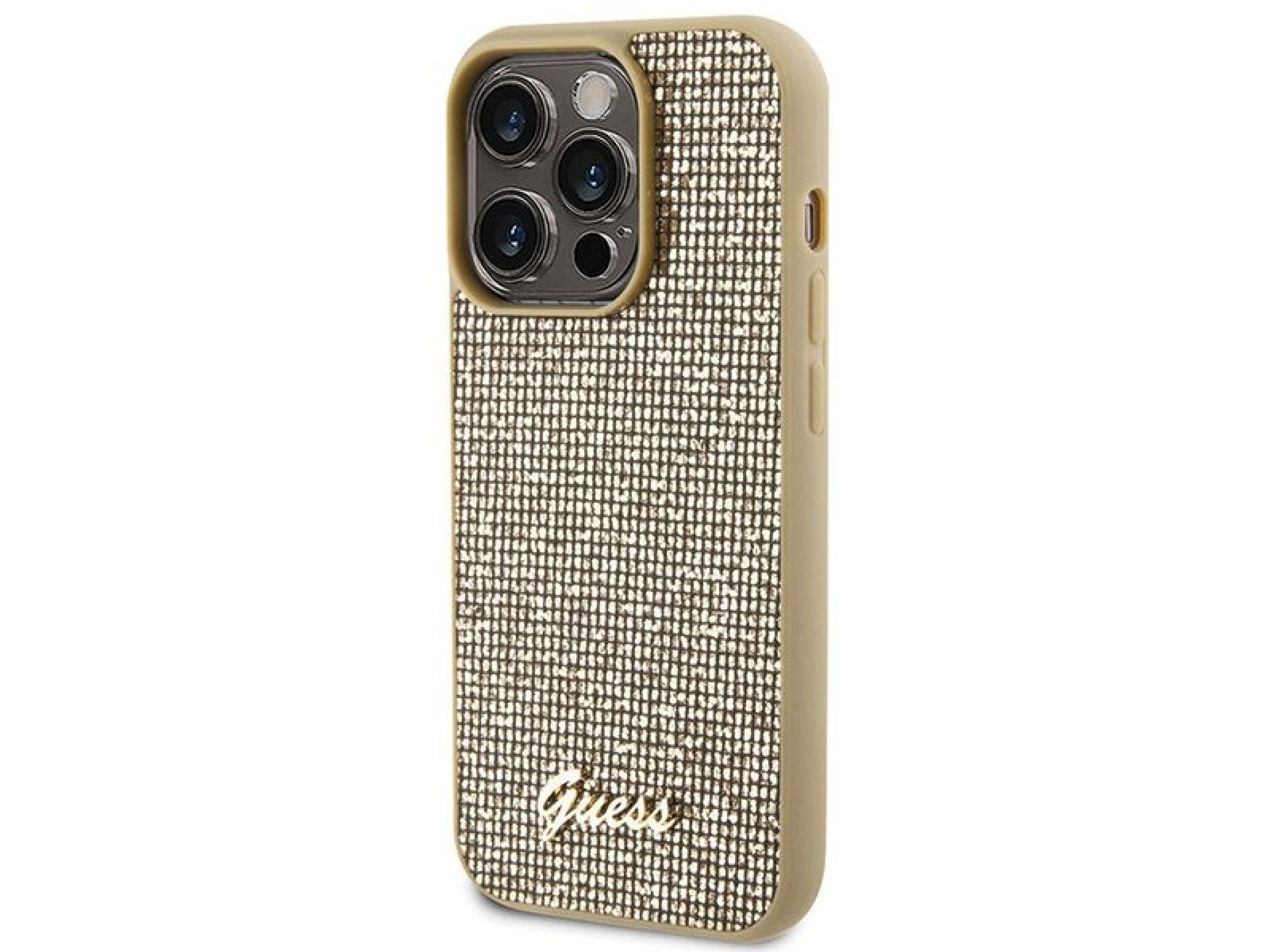 Guess Disco Metal Script case for iPhone 15 Pro - gold