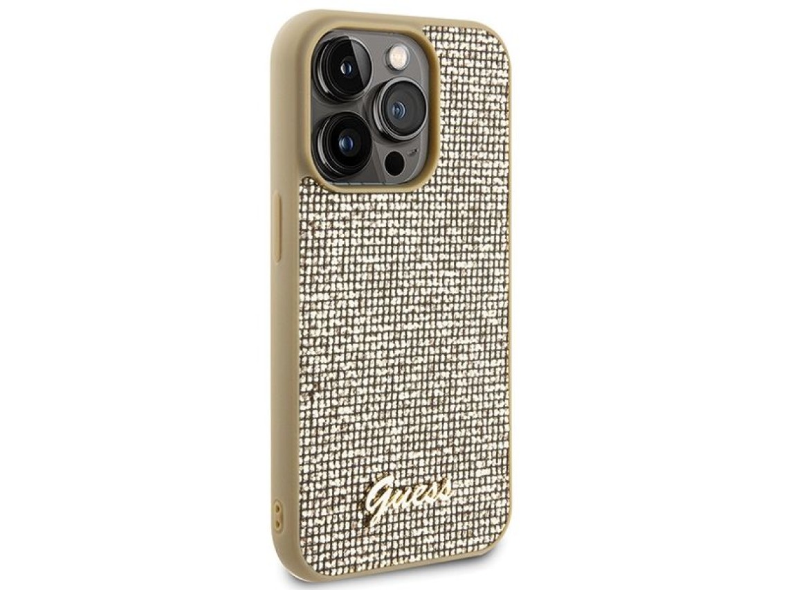 Guess Disco Metal Script case for iPhone 15 Pro - gold