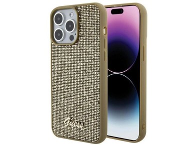 Capa Guess Disco Metal Script para iPhone 15 Pro Max - dourada Capa Guess Disco Metal Script para iPhone 15 Pro Max - dourada