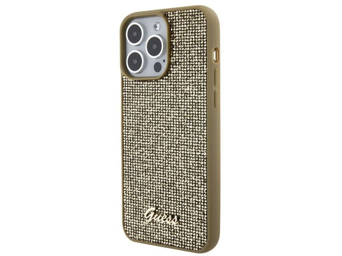 Guess Disco Metal Script case for iPhone 15 Pro Max - gold