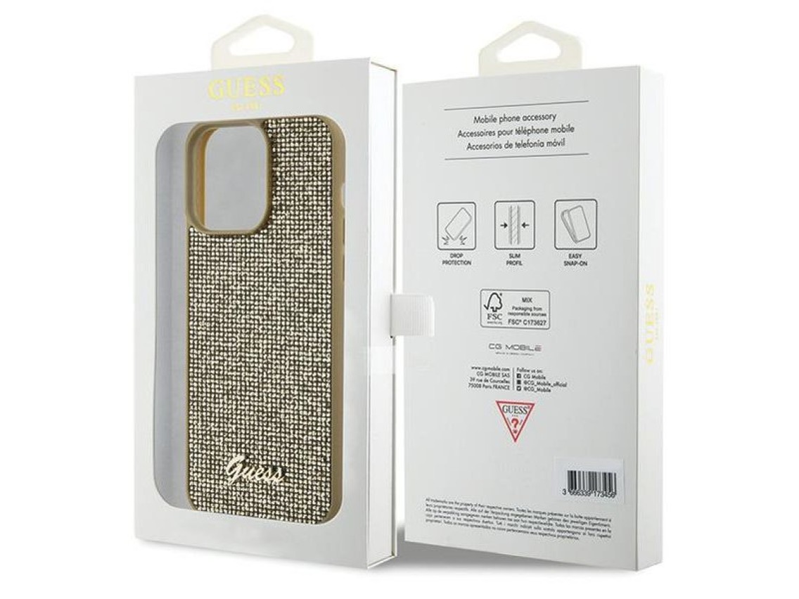 Guess Disco Metal Script case for iPhone 15 Pro Max - gold
