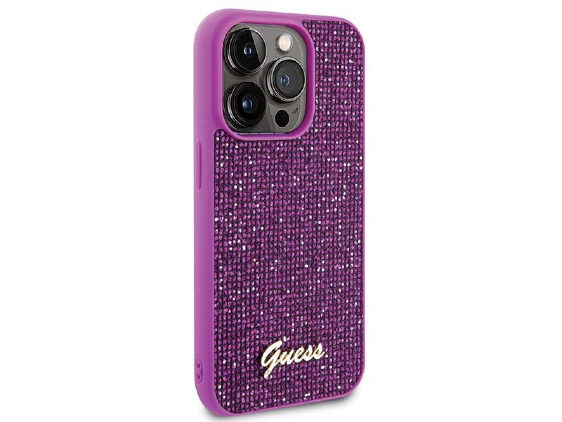 Capa Guess Disco Metal Script para iPhone 15 Pro - rosa