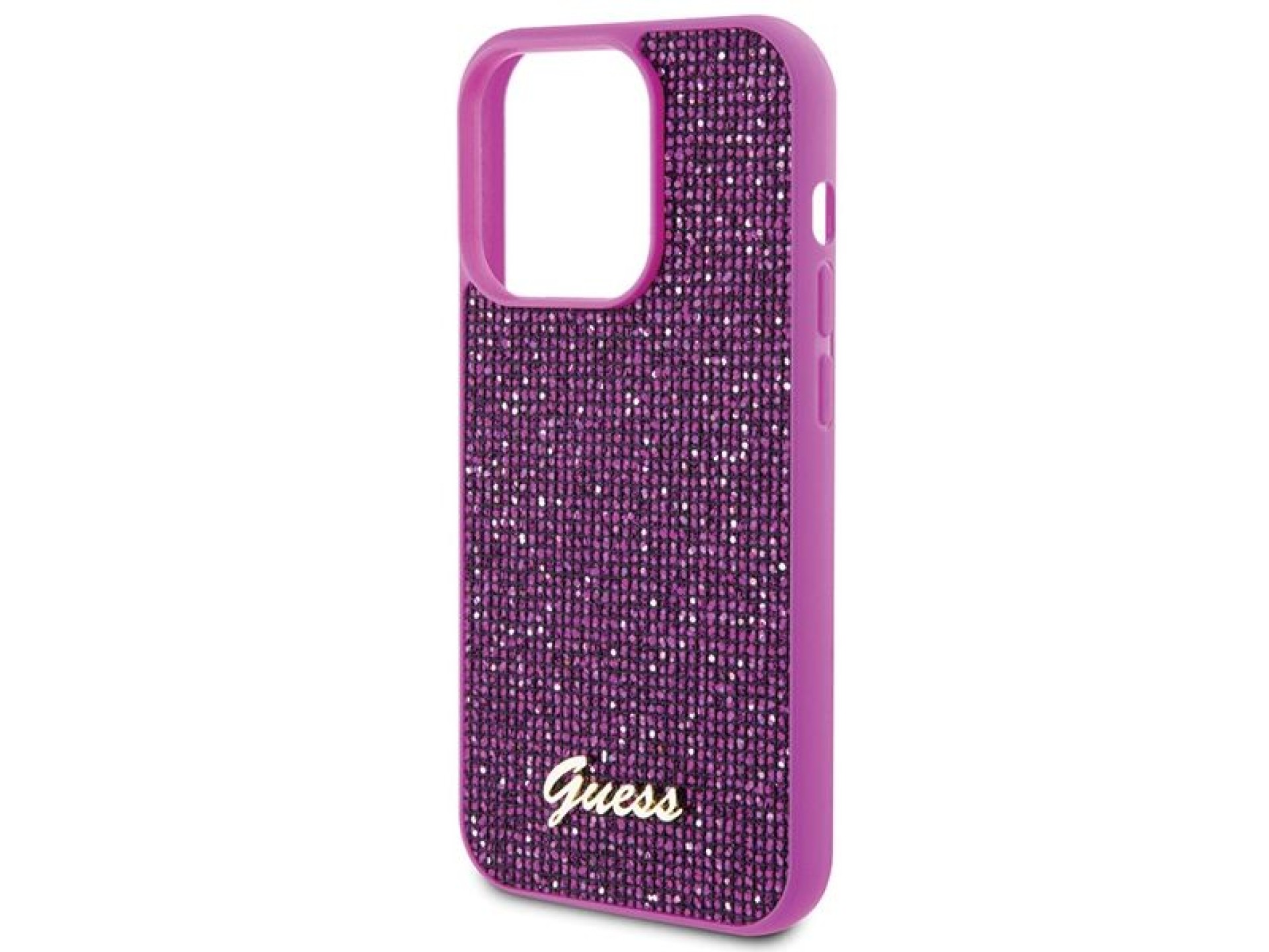 Capa Guess Disco Metal Script para iPhone 15 Pro - rosa